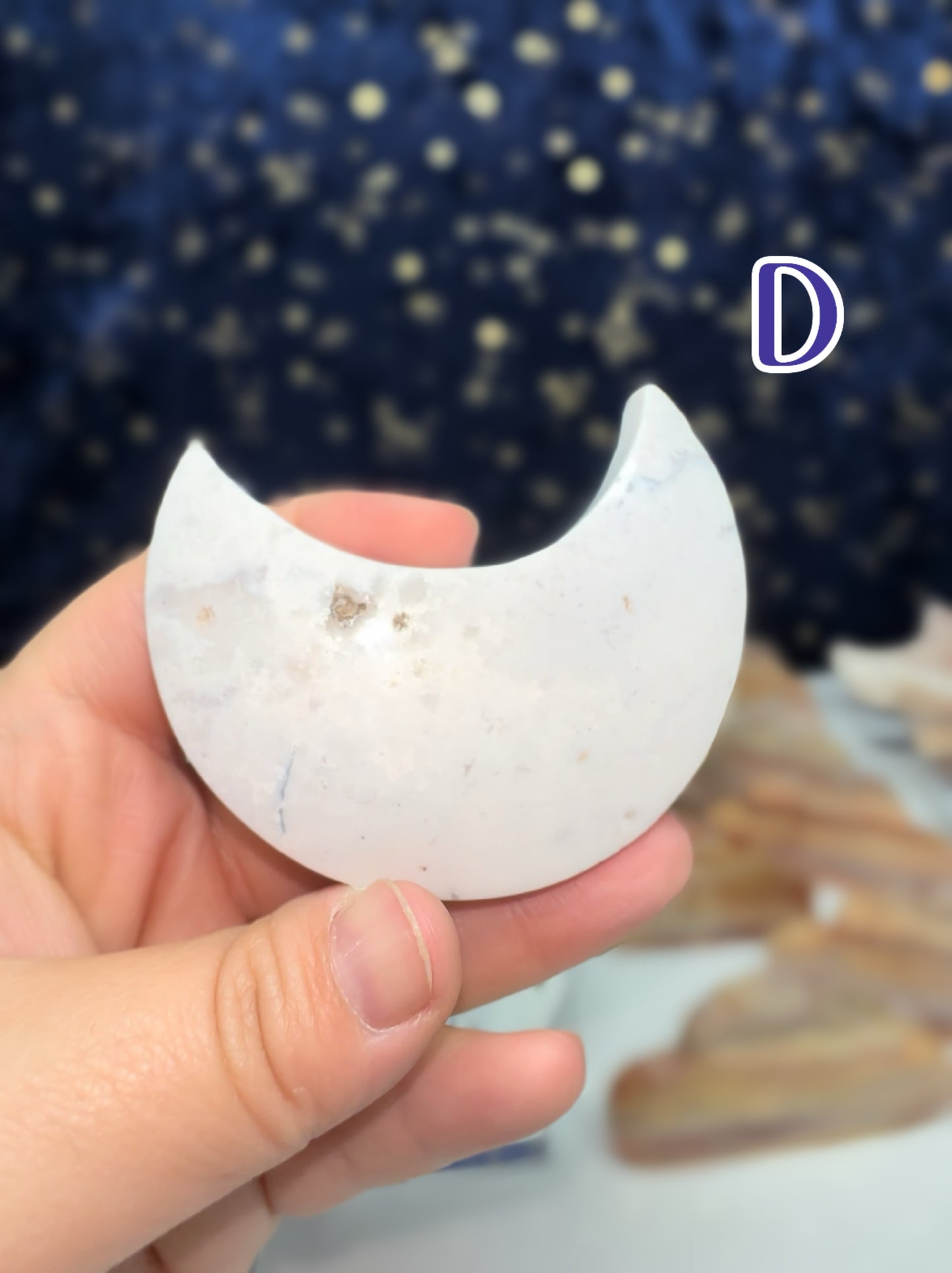 White Plume Agate Moon