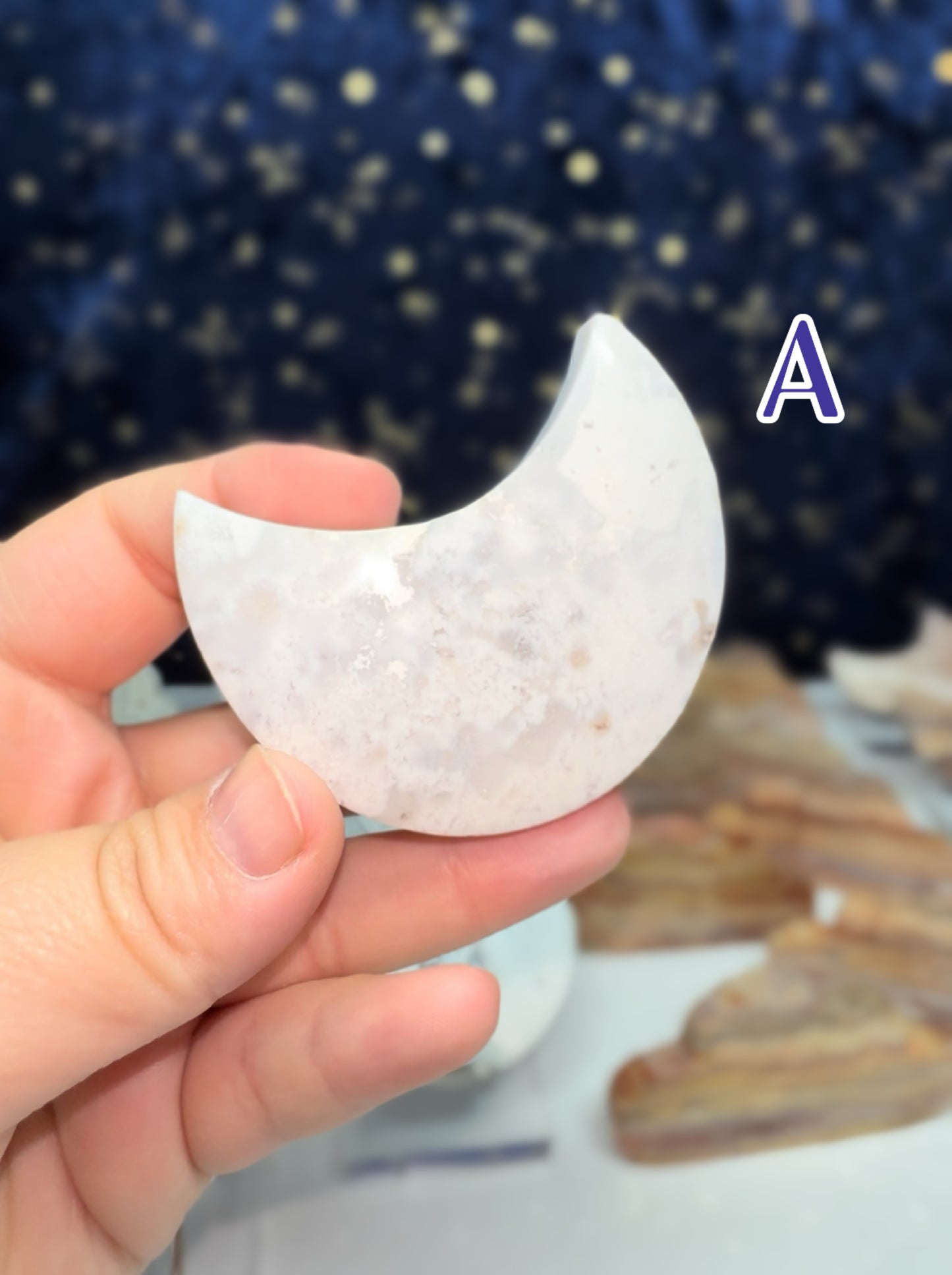 White Plume Agate Moon