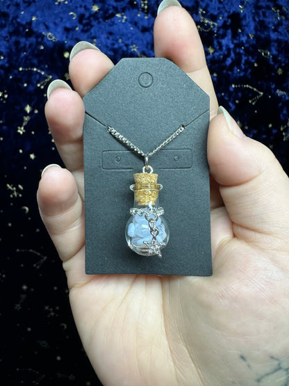 Crystal Chip Bottle Necklace