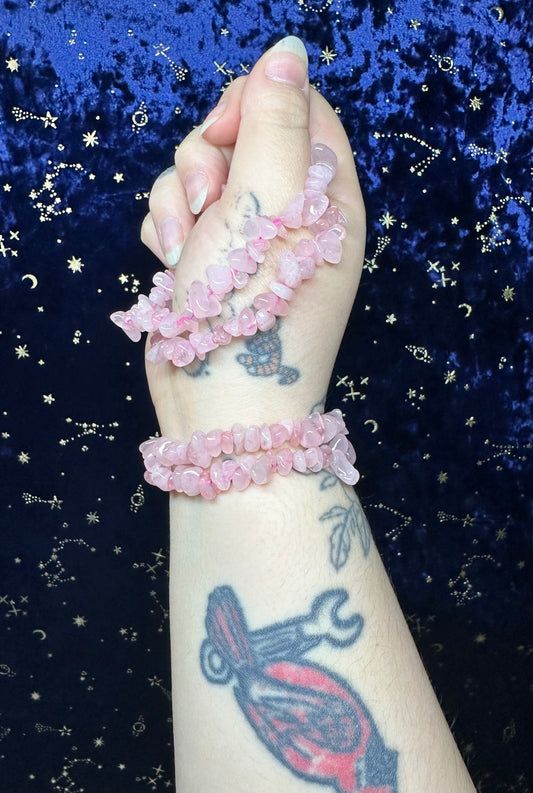 Rose Quartz Chip Bracelet