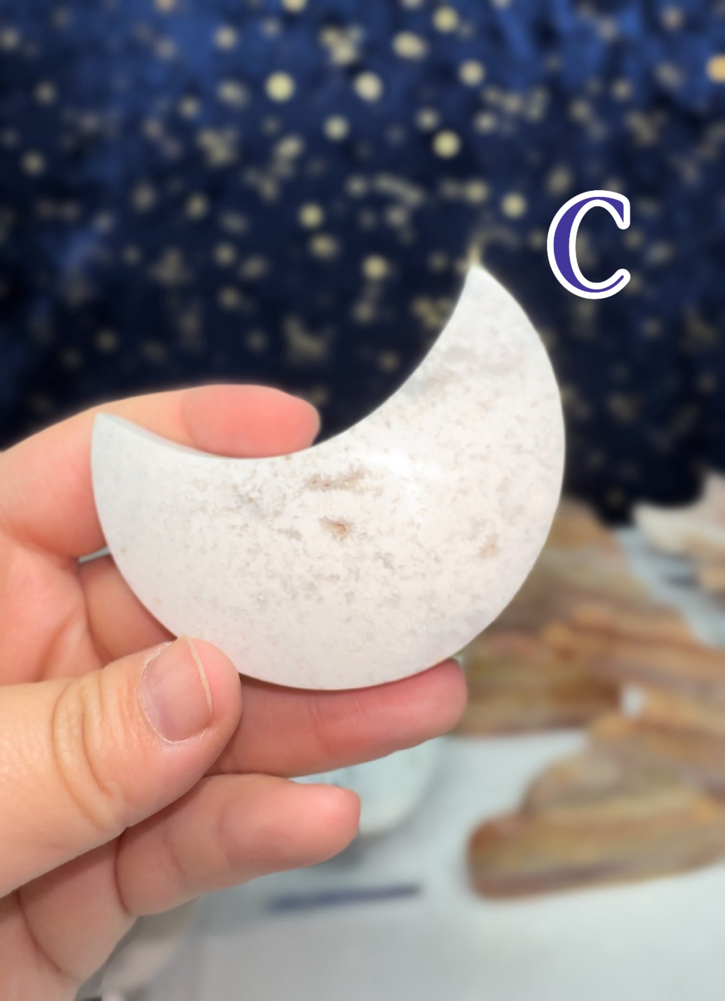 White Plume Agate Moon