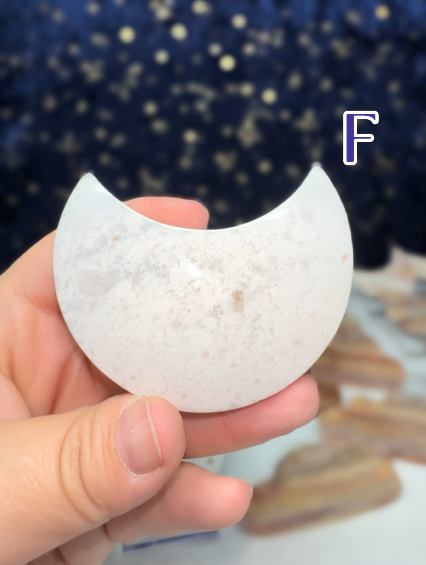 White Plume Agate Moon