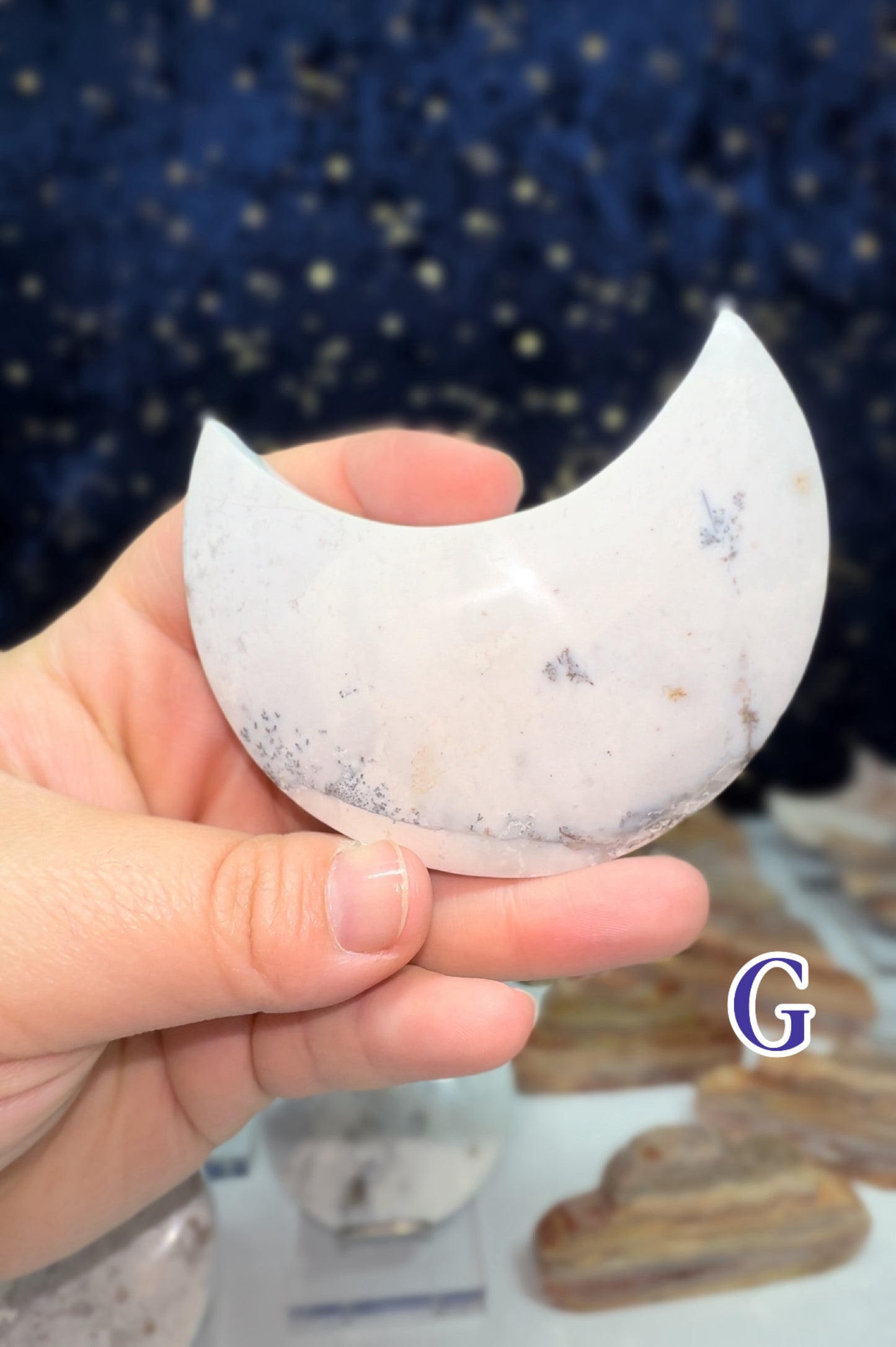 White Plume Agate Moon