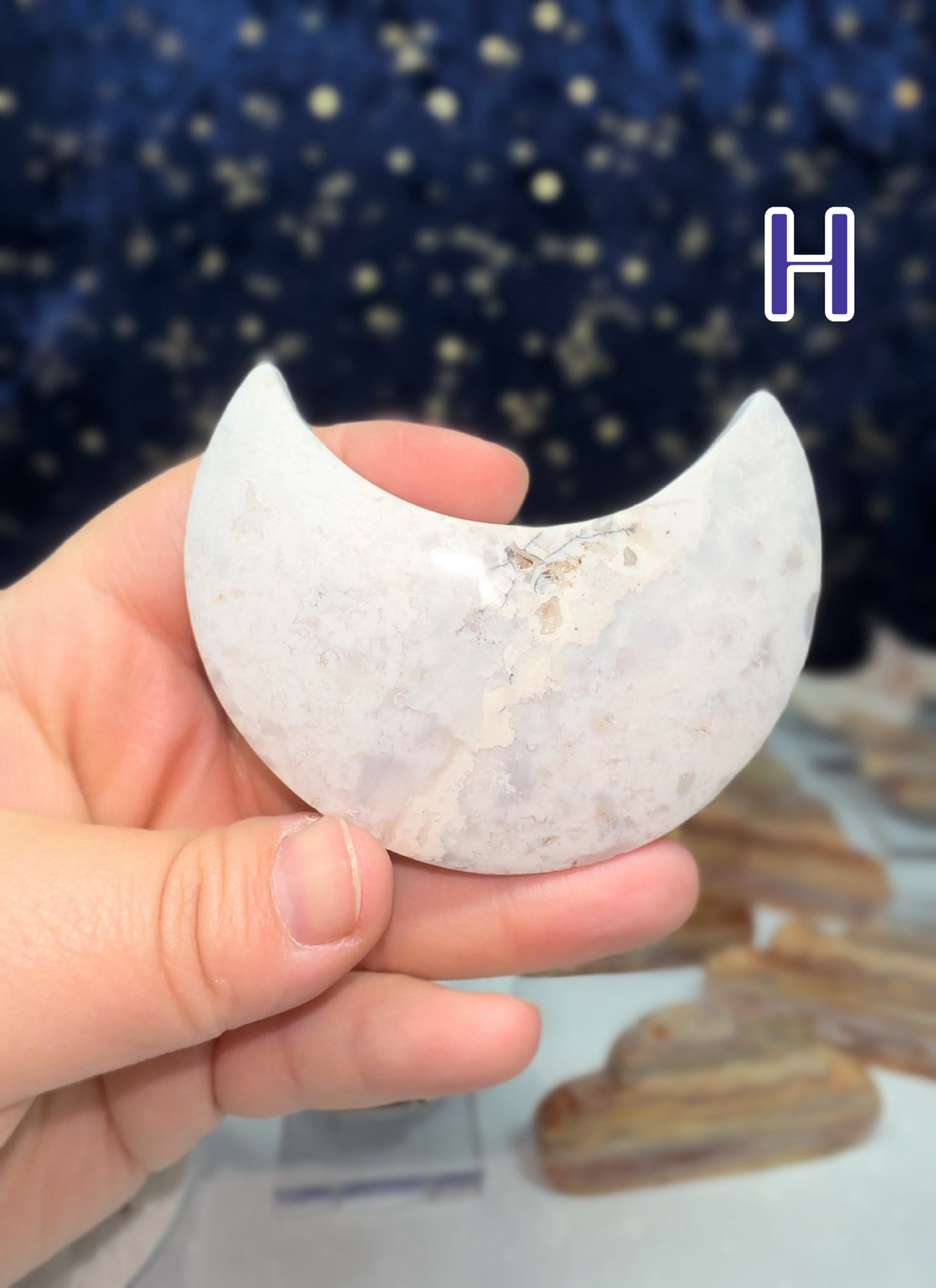 White Plume Agate Moon