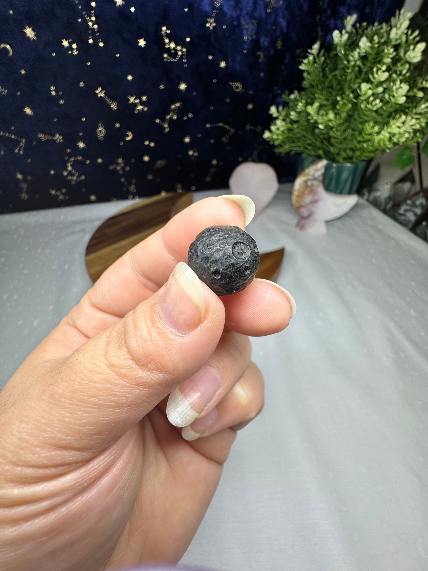 Mini Obsidian Moon Carving