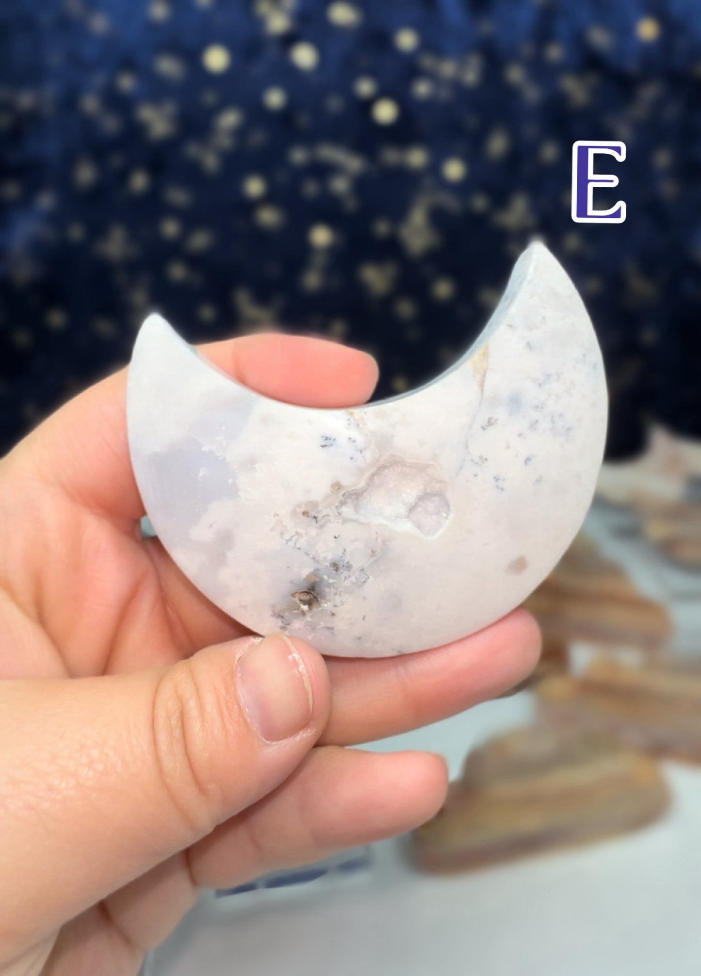 White Plume Agate Moon