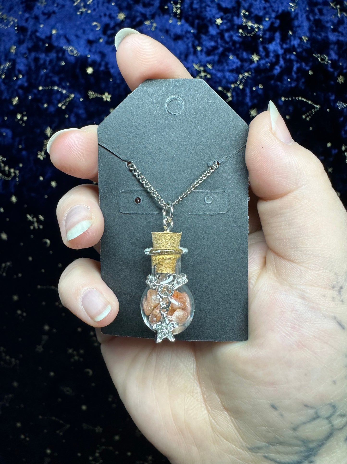 Crystal Chip Bottle Necklace