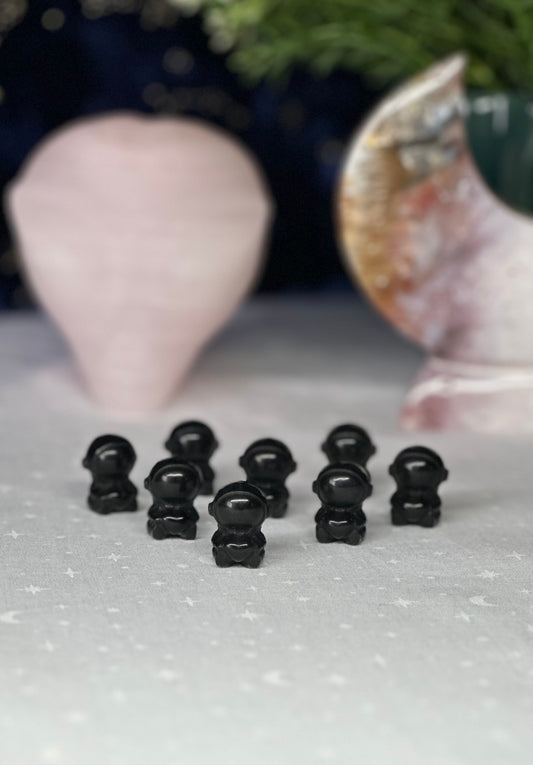 Mini Obsidian Astronaut Carving