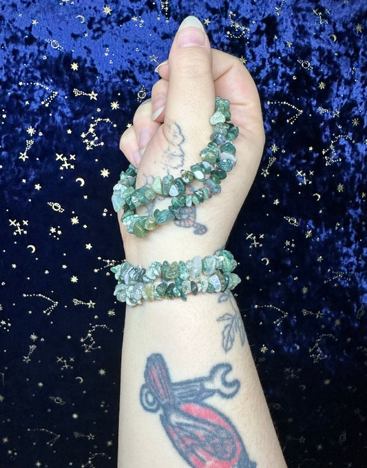 Moss Agate Chip Bracelet