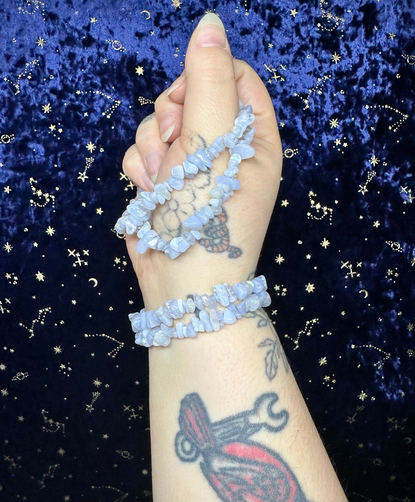 Blue Lace Agate Chip Bracelet