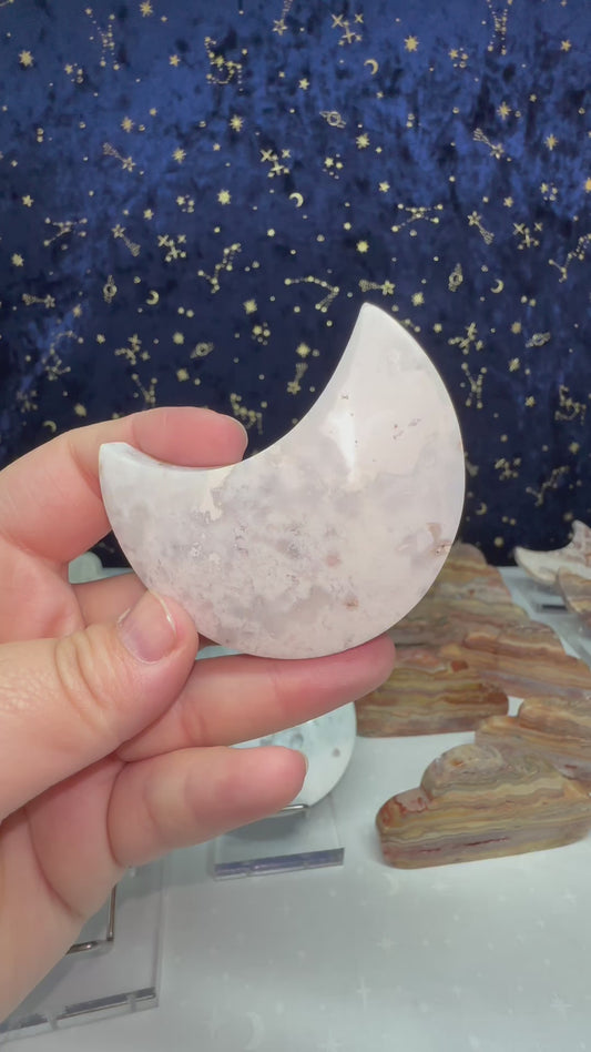 White Plume Agate Moon